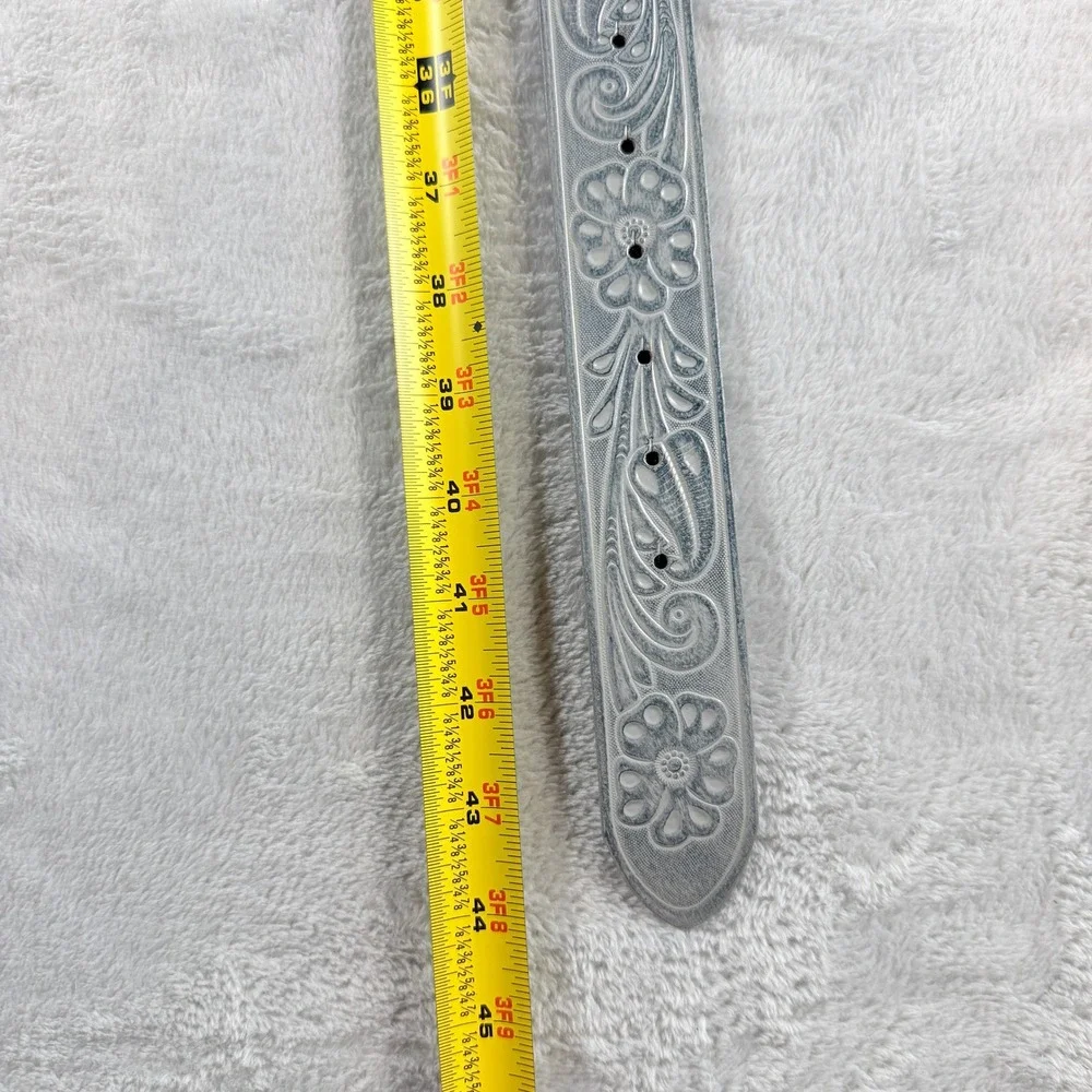 Kacey Lee Middle of Nowhere Blue Western Floral Tooled Leather Belt Womens S/M